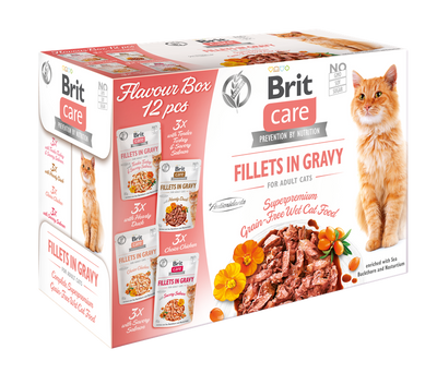 Brit Care - селекция птичи и рибни филенца в сос грейви 12 х 85 гр