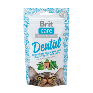 Brit Care Cat Dental - полувлажни хапки за котка за здрави венци и зъби 50 гр