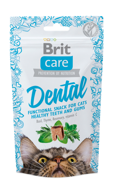 Brit Care Cat Dental - полувлажни хапки за котка за здрави венци и зъби 50 гр