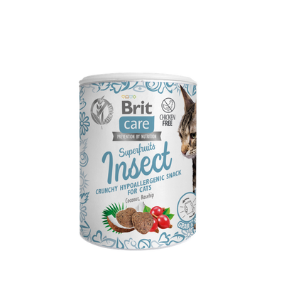 Brit Care Cat Snack Superfruits Insect - лакомства за възрастни котки с насекоми и плодове 100 гр