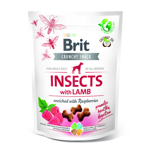 Brit Care Crunchy Cracker Insects with Lamb and Raspberries - лакомство за кучета с насекоми, агнешко и малини за здравословно храносмилане 200 гр