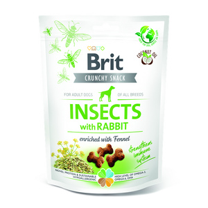 Brit Care Crunchy Cracker Insects with Rabbit and Fennel - лакомство за кучета с насекоми, заешко и копър за подсилване на имунната система 200 гр