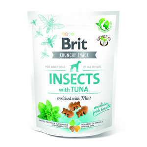 Brit Care Crunchy Cracker Insects with Tuna and Mint - лакомство за кучета с насекоми, риба тон и мента за свеж дъх 200 гр