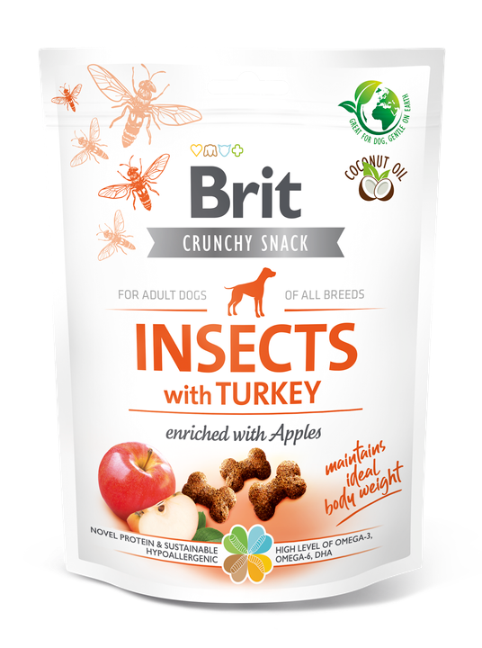 Brit Care Dog Crunchy Cracker Insects with Turkey and Apples - крекери с пуешко, насекоми и ябълки 200 гр