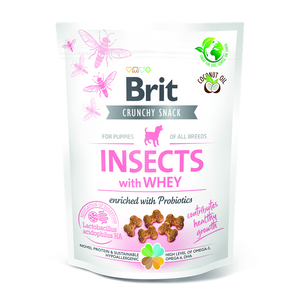 Brit Care Crunchy Cracker Insects with Whey and Probiotics - лакомство за малки кученца с насекоми,пробиотици и мая за здравословен растеж 200 гр