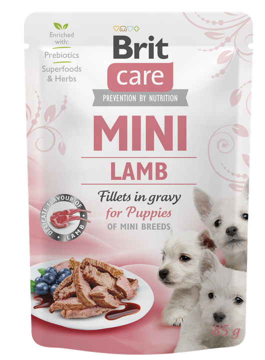 Brit Care Mini Puppy with Lamb Fillets in Gravy - филета в сос от агнешко за кученца от мини породи 85 гр