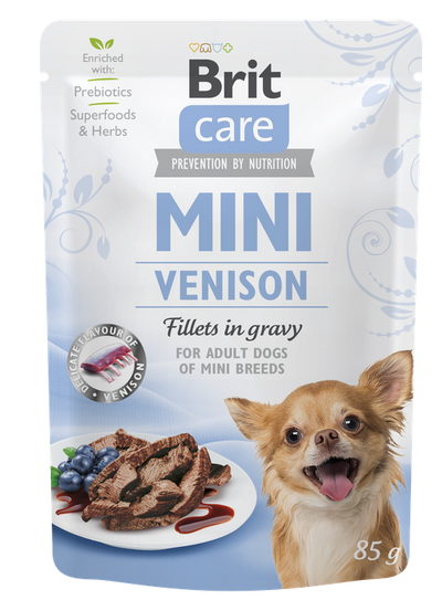 Brit Care Mini with Venison Fillets in Gravy - филета в сос за кучета от мини и малки породи с еленско месо 85 гр