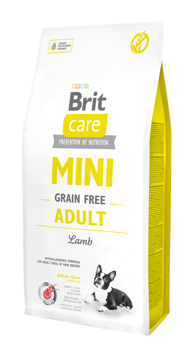 Brit Care Mini Grain Free Adult - суха храна с агнешко месо за кучета малки породи над 10 месеца