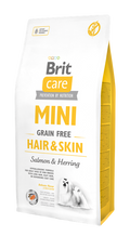 Brit Care Mini Grain Free Hair and Skin - суха храна за кучета със сьомга и херинга за красива и здрава козина