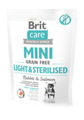 Brit Care Mini Light and Sterilised - със заешко месо и сьомга за кастрирани и кучета от малки породи