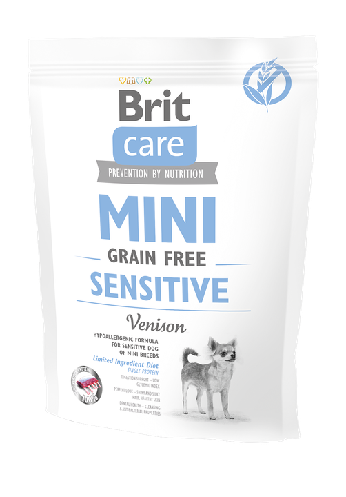 Brit Care Mini Sensitive Grain Free - суха храна  с еленско месо за кучета от малки породи с чувствителен стомах