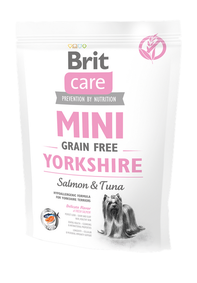 Brit Care Mini Grain Free Yorkshire - суха храна със сьомга и риба тон за кучета порода йоркширски териер 2 кг
