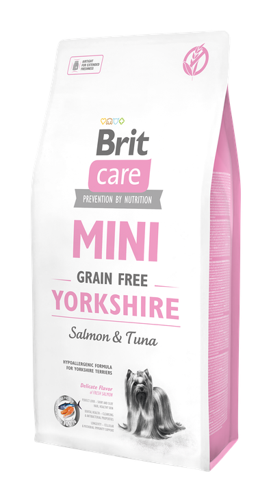 Brit Care Mini Grain Free Yorkshire - суха храна със сьомга и риба тон за кучета порода йоркширски териер