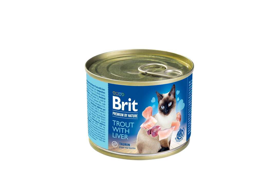 Brit Premium by Nature Trout with Liver - консерва за котки с пъстърва и черен дроб 200 гр