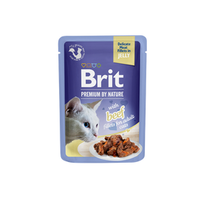 Brit Premium Cat Delicate Fillets in Jelly with Beef - телешки филенца в желе за възрастни котки 85 гр