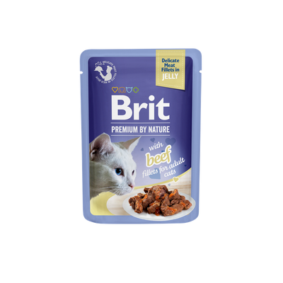 Brit Premium Cat Delicate Fillets in Jelly with Beef - телешки филенца в желе за възрастни котки 85 гр