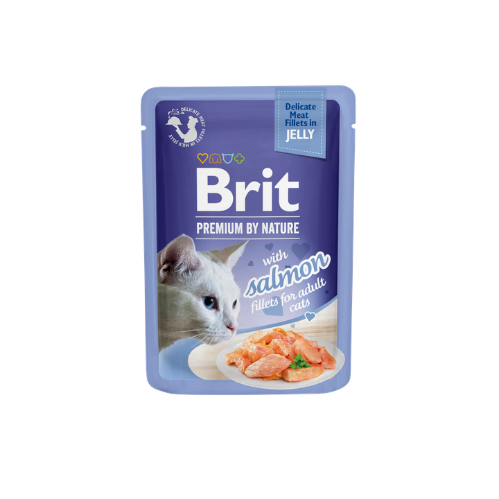 Brit Premium by Nature Fillets in Jelly with Salmon - пауч за котка със сьомга в желе 85 гр