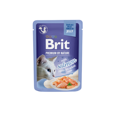 Brit Premium by Nature Fillets in Jelly with Salmon - пауч за котка със сьомга в желе 85 гр