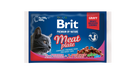 Brit Meat Plate - мултиопаковка паучове за котки с пилешко и пуешко, говеждо и грах 4 х 100 гр