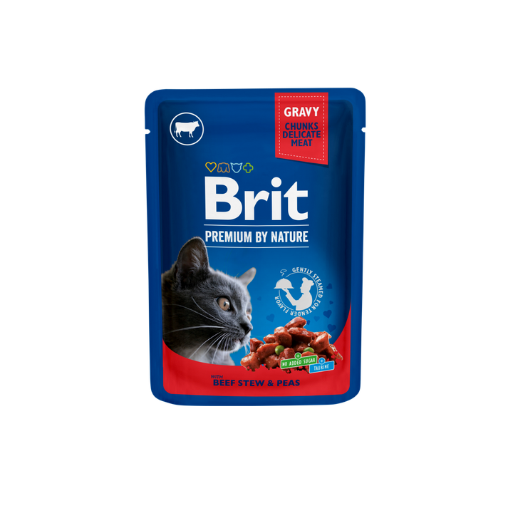 Brit Beef Stew and Peas - пауч за котки с говеждо месо и грах 100 гр