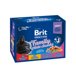Brit Family Plate - мултиопаковка паучове за котки 12 х 100 гр