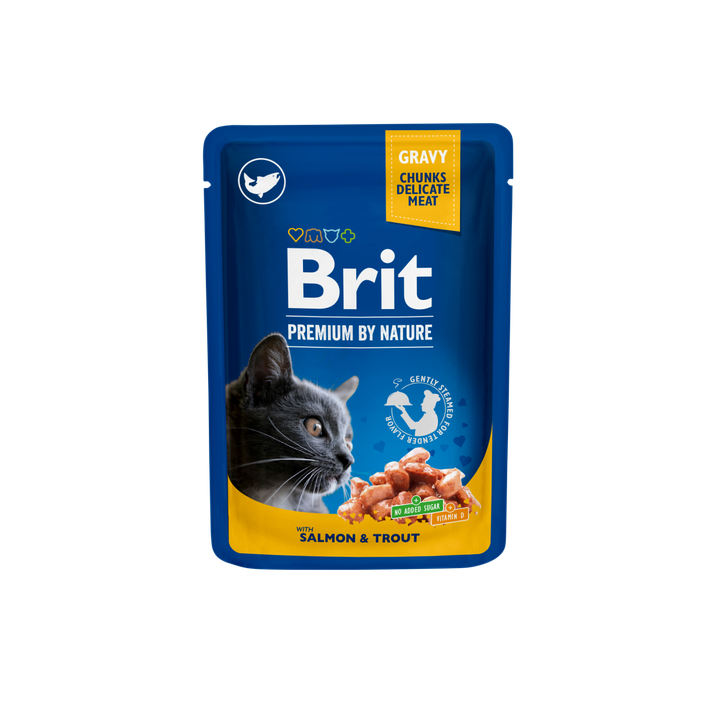 Brit Salmon and Trout - пауч за котки със сьомга и пъстърва 100 гр