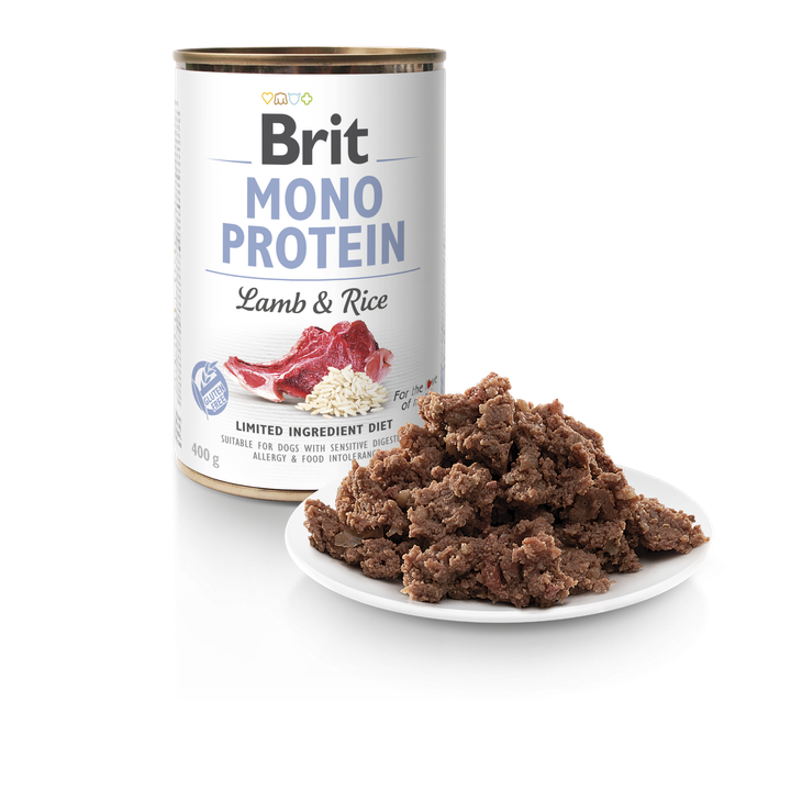 Brit Mono Protein Lamb and Rice - монопротеинова консерва за кучета с агнешко месо и ориз 400 гр