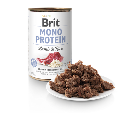Brit Mono Protein Lamb and Rice - монопротеинова консерва за кучета с агнешко месо и ориз 400 гр