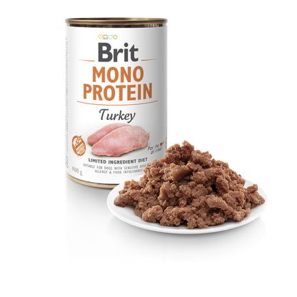 Brit Mono Protein Turkey - монопротеинова консерва за кучета с пуешко месо 400 гр
