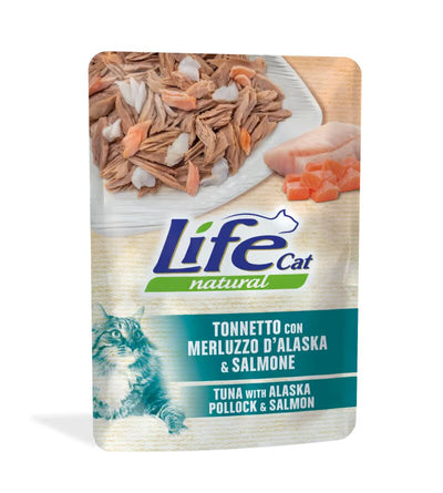 Life Cat Natural Tuna Pollock Salmon - с филе от риба тон, мерлуза, сьомга 70 грама
