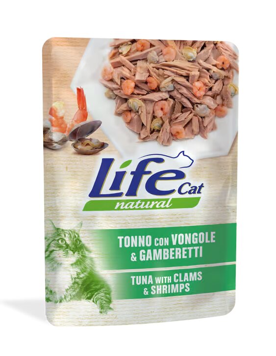 Life Cat Natural Tuna Clams Shrimps - с филе от риба тон миди и скариди 70 грама