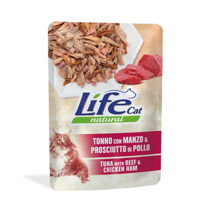 Life Cat Natural Tuna, Beef and Ham - с филе от риба тон, говеждо месо и шунка, 70 грама