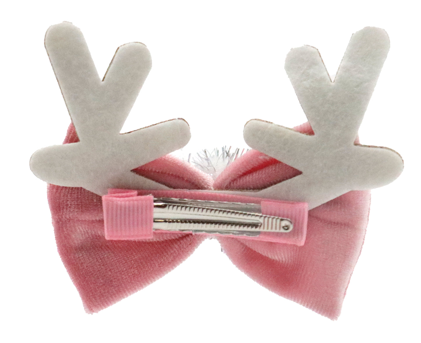 Croci Clip Xmas Pink Horns - коледни фибички за куче 2 бр