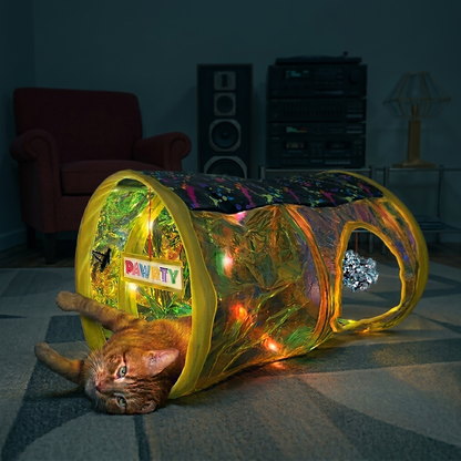 KONG Play Spaces Rave Cave - светещ тунел за котки 29.8 см