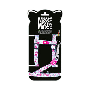 Max Molly Cat Harness Set Cherry Bloom - нагръдник с повод за котка с обиколка на врата 21,5-33 см и обиколка на тялото 27-44 см