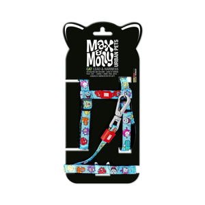 Max Molly Little Monster Cat Harness Set - нагръдник с повод за котка с обиколка на врата 21,5-33 см и обиколка на тялото 27-44 см