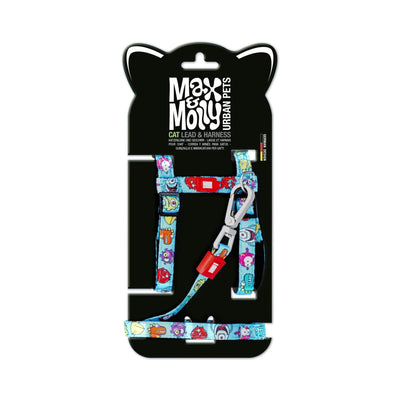 Max Molly Little Monster Cat Harness Set - нагръдник с повод за котка с обиколка на врата 21,5-33 см и обиколка на тялото 27-44 см