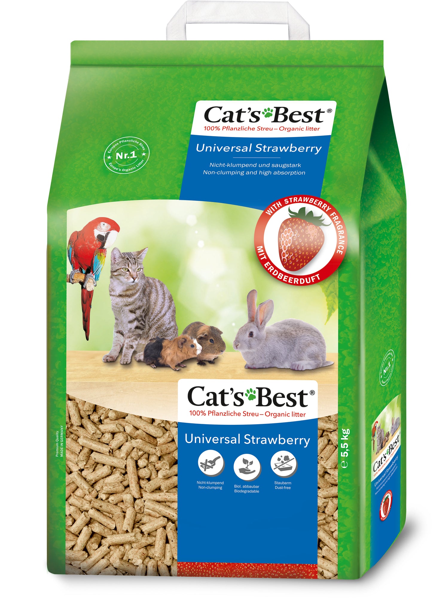 Cats Best Universal Strawberry - натурална постелка с аромат на ягоди, за котки и малки животни 10 литра
