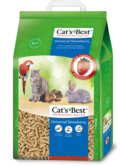 Cats Best Universal Strawberry - натурална постелка с аромат на ягоди, за котки и малки животни 10 литра