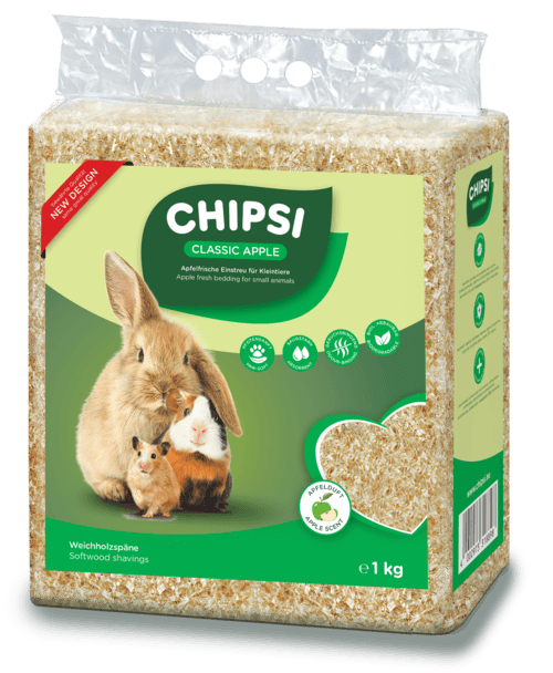 JRS Chipsi Green Apple - обезпаразитен и обезпрашен талаш с аромат на зелена ябълка, 60 литра