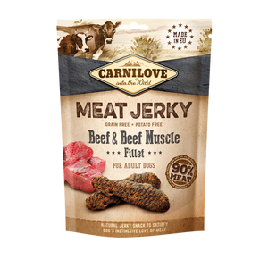 Carnilove Meat Jerky Snack Beef and Beef Muscle Fillet - лакомство за кучета от говежди филета и говежди мускули 100 гр