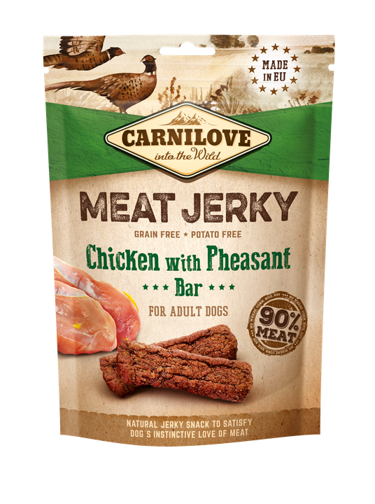 Carnilove Jerky Chicken with Pheasant Bar - сушено лакомство с пилешко и фазан 100 гр