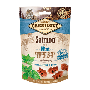Carnilove Cat Crunchy Snack Salmon with Mint with fresh meat - лакомство за здрави зъби и венци със сьомга и мента 50 гр
