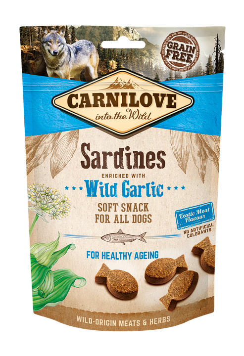 Carnilove Dog Semi Moist Snack Sardines enriched with Wild garlic - меко лакомство със сардини и див чесън 200гр