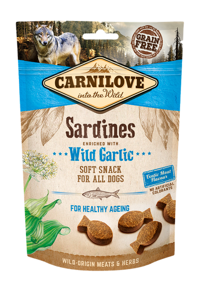 Carnilove Dog Semi Moist Snack Sardines enriched with Wild garlic - меко лакомство със сардини и див чесън 200гр
