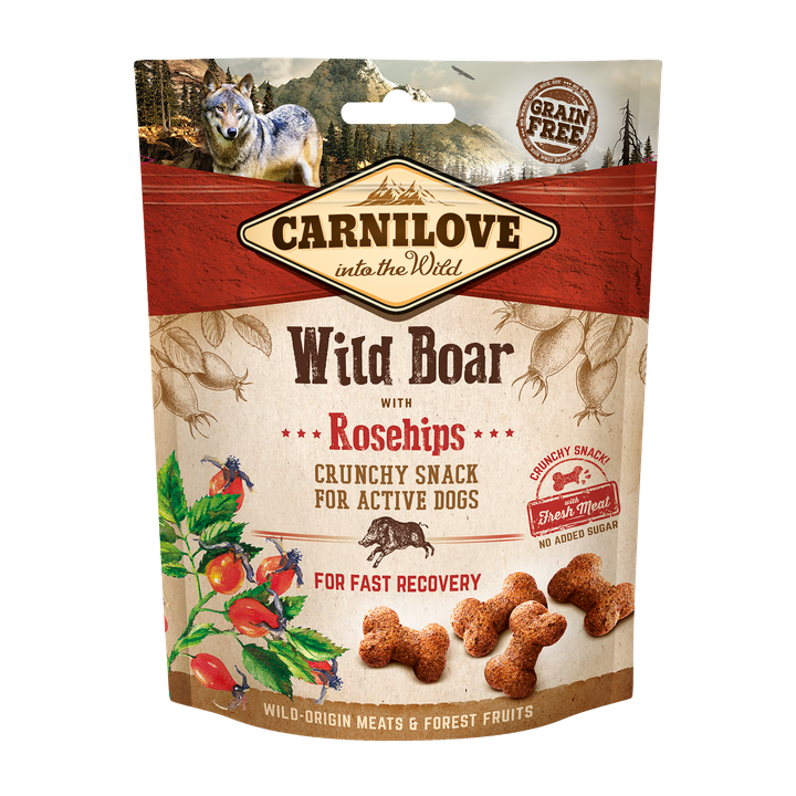 Carnilove Dog Crunchy Snack Wild Boar with Rosehips with fresh meat - хрупкаво лакомство с дива свиня и шипка 200 гр