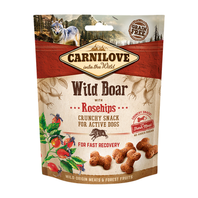 Carnilove Dog Crunchy Snack Wild Boar with Rosehips with fresh meat - хрупкаво лакомство с дива свиня и шипка 200 гр