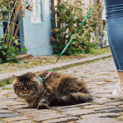 Max Molly Cat Harness Set Tropical - cat harness and leash set for neck circumference 21.5-33 cm and body circumference 27-44 cm