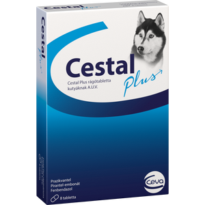 Ceva Cestal plus chewable - дъвчащи обезпаразитяващи таблетки за кучета кутия с 8 таблетки