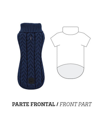 Nayeco Dark Blue Braid Knitted Sweater - пуловер за кучета 20 см